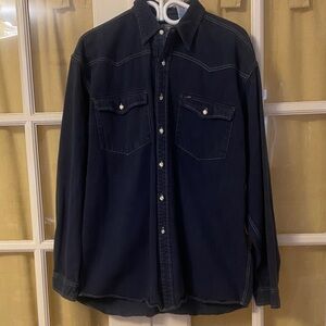 Dark Blue Denim Button-Up Shirt